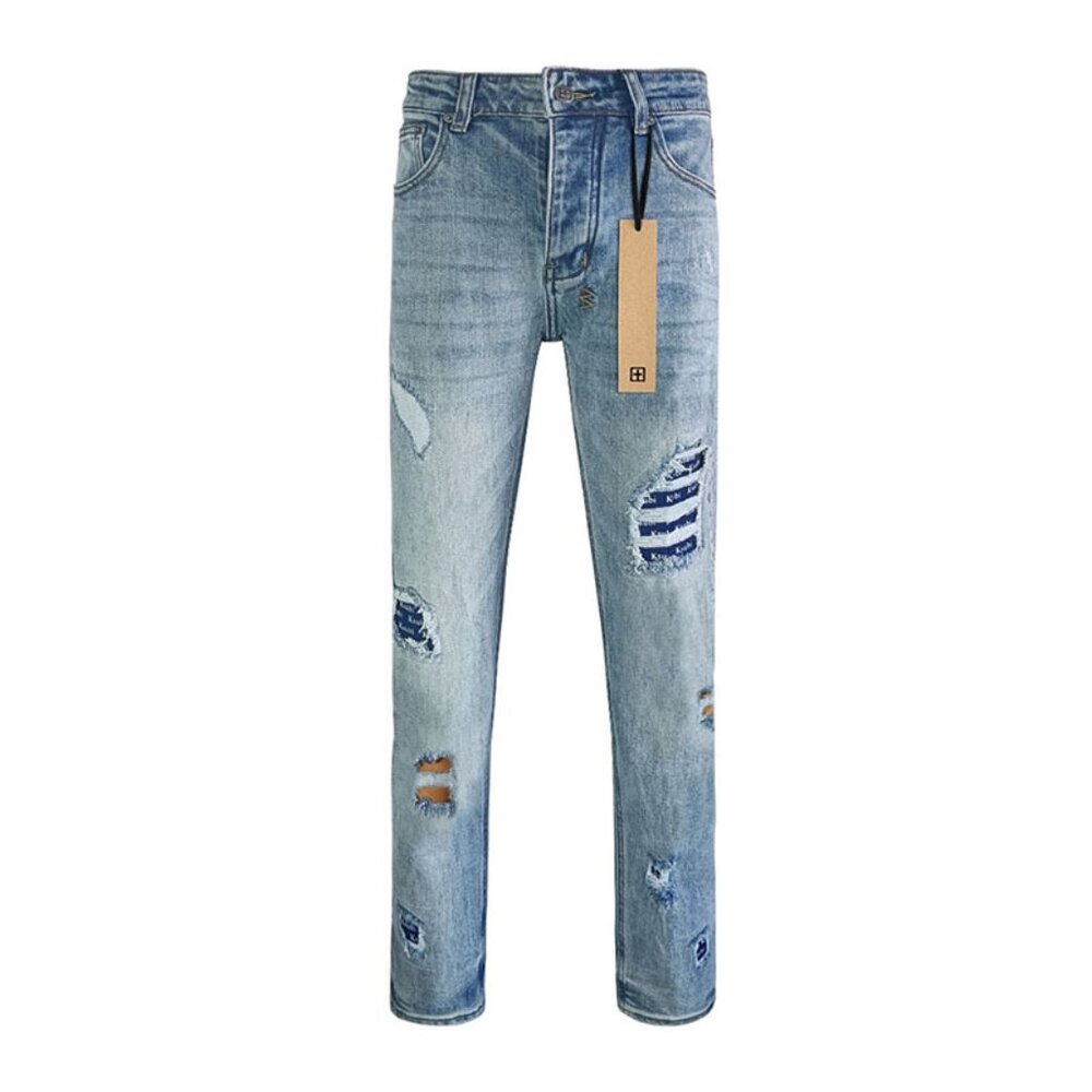 Ksubi Ripped Brand Logo Letter Bottom Skinny Jeans